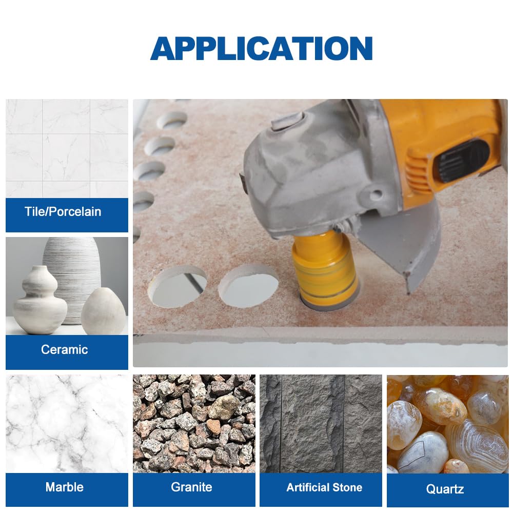 HIGHDRIL Diamond Core Drill Bit - 2pcs 1-3/8"(35mm) with 5/8-11 Thread Dry Drilling Hole Saw for Porcelain Tile Ceramic Granite Marble Stone Masonry Brick (Serrated Blade)