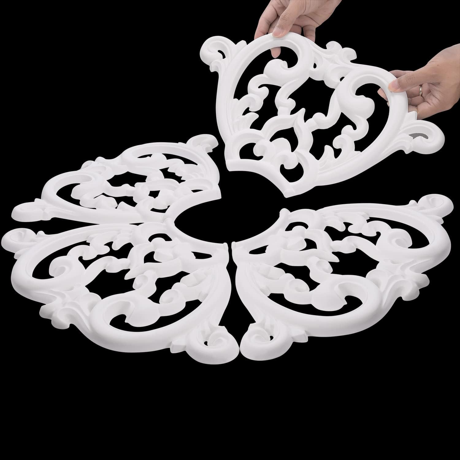 Canomo 24" OD x 5" ID White Ceiling Medallion 4-Piece Set Ceiling Medallion for Chandelier Decoration, Quick and Easy Installation, Glue Not Included