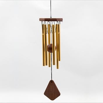 Deerbird Golden Wind Chimes Metal 6 Tubes Antirust Wind Chimes Extra Large Wooden Hand-Made Wind Bells for Birthday Present Living Gift