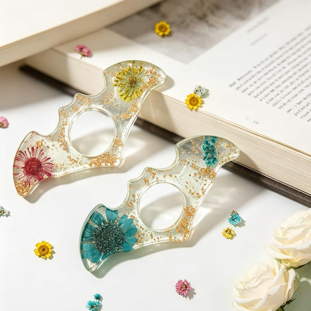 Book Page Holder, Dried Flower Resin Thumb Book Page Holder 2 Pieces Gifts for Book Lovers Book Accessories for Book Lovers Readers Students Teachers image 5