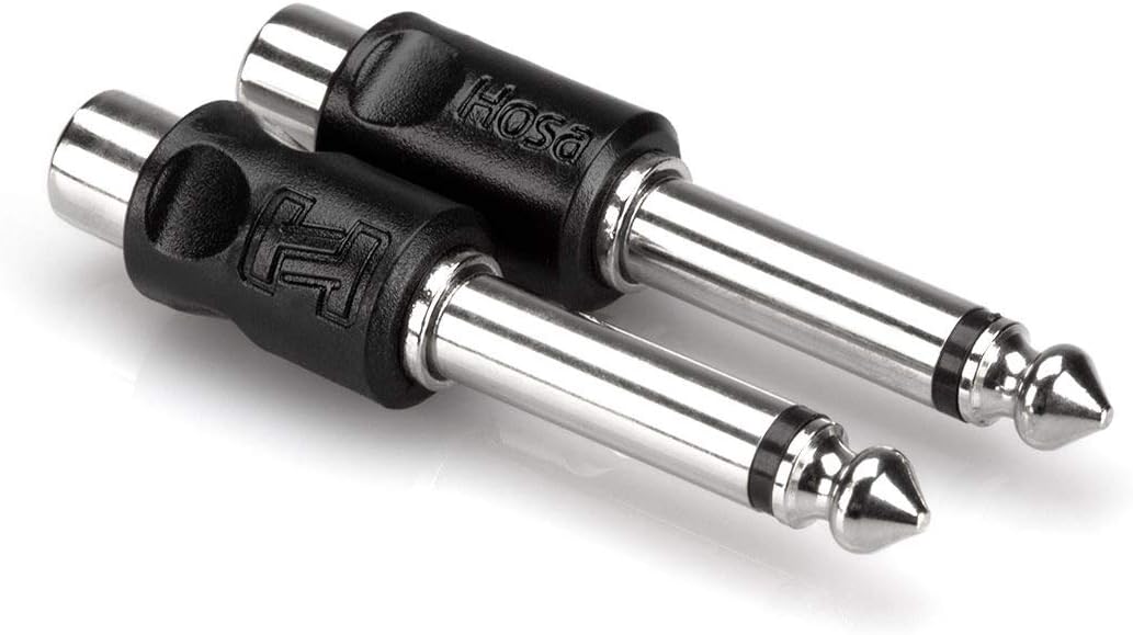 Hosa GPR-101 RCA to 1/4 inch TS Adaptors, 2 pieces, Black