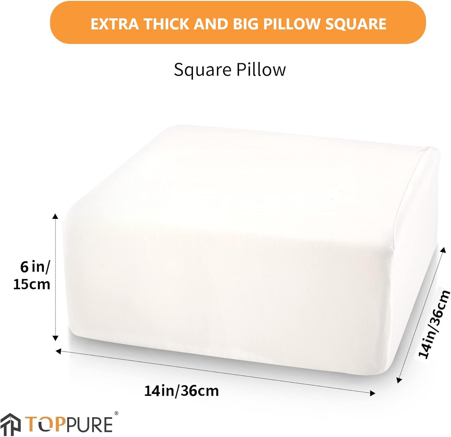 Cube Memory Foam Pillow for Side Sleepers(14"x14"x6" Large and Thick), Cervical Pillow for Neck and Shoulder Pain Relief, Coach Pillow, Travel Pillow, White