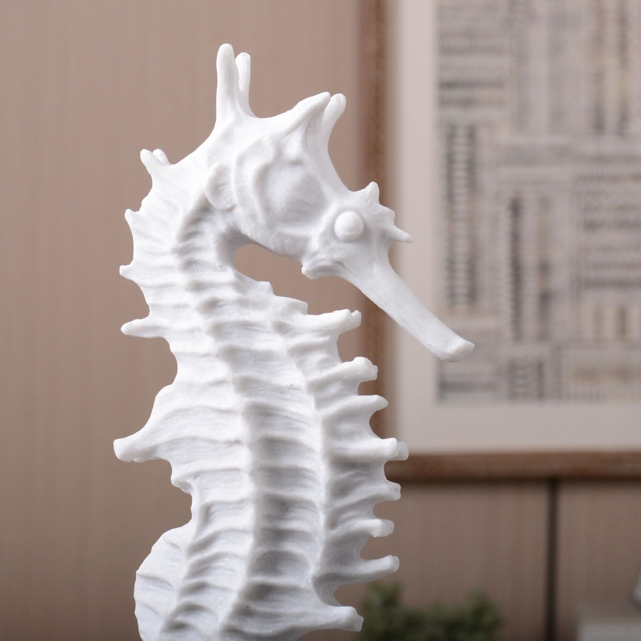 HAUCOZE Sea Horse Statue Decor Ocean Sculpture Arts Modern Gifts Figurine Polyresin 13.4inch