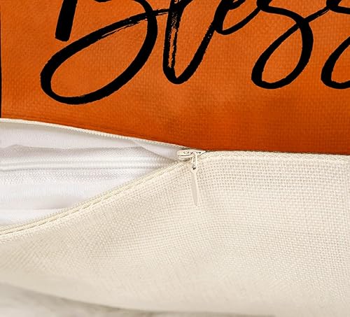 Miniatura 6 de 4TH Emotion Juego de 4 fundas de almohada decorativas de otoño de 18 x 18 pulgadas, diseño de calabaza a cuadros de Acción de Gracias, decoración de