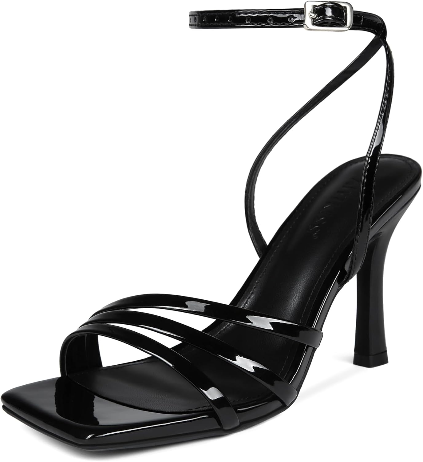 Aitikiss — Square-Toe Strappy Patent Stiletto Heels