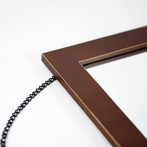 Miniatura 4 de Funerom Espejo de pared de madera de 11.8 x 15.8 pulgadas, espejo de pared colgante para sala de estar o baño, color marrón