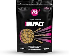 Mainline Baits High Impact 15mm 1kg - High Leakage Pineapple, Shelf Life Boilies, Complete Food Source Bait, Fish amd Fishery Friendly.