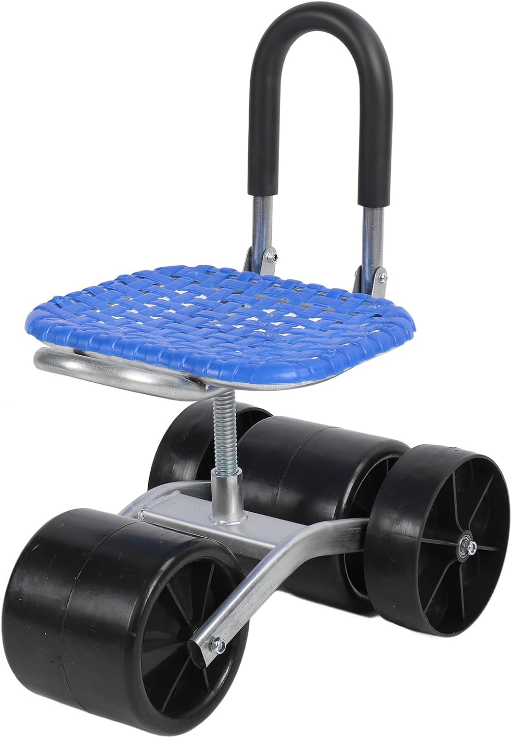 Garden Rolling Stool, 360 Degree Swivel Seat with Tool Tray and Wheels for Gardening Planting Outdoor Yard Work, Comfortable Galvanized Steel PP Material