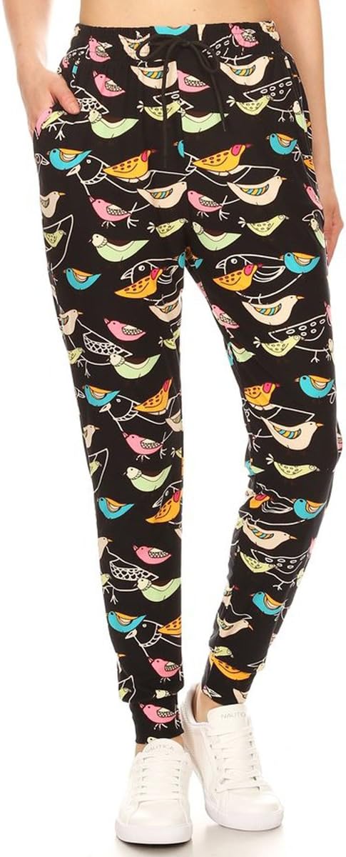 Leggings Depot Women's Popular Print High Waist Premium Jogger Track Pants(S-3X) BAT1 image 2