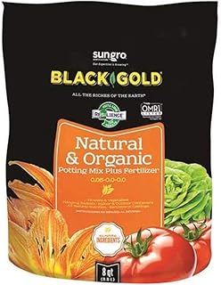 SunGro Black Gold All Purpose Natural and Organic Potting Soil Fertilizer Mix for House Plants, Vegetables, Herbs and Mor...