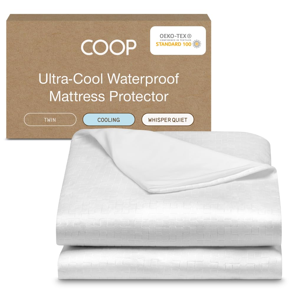 Coop Home Goods Coprimaterasso impermeabile ultra-fresco, coprimaterasso doppio, lavabile in lavatrice, protezione per letto silenzioso impermeabile, coprimaterasso rinfrescante per letto matrimoniale