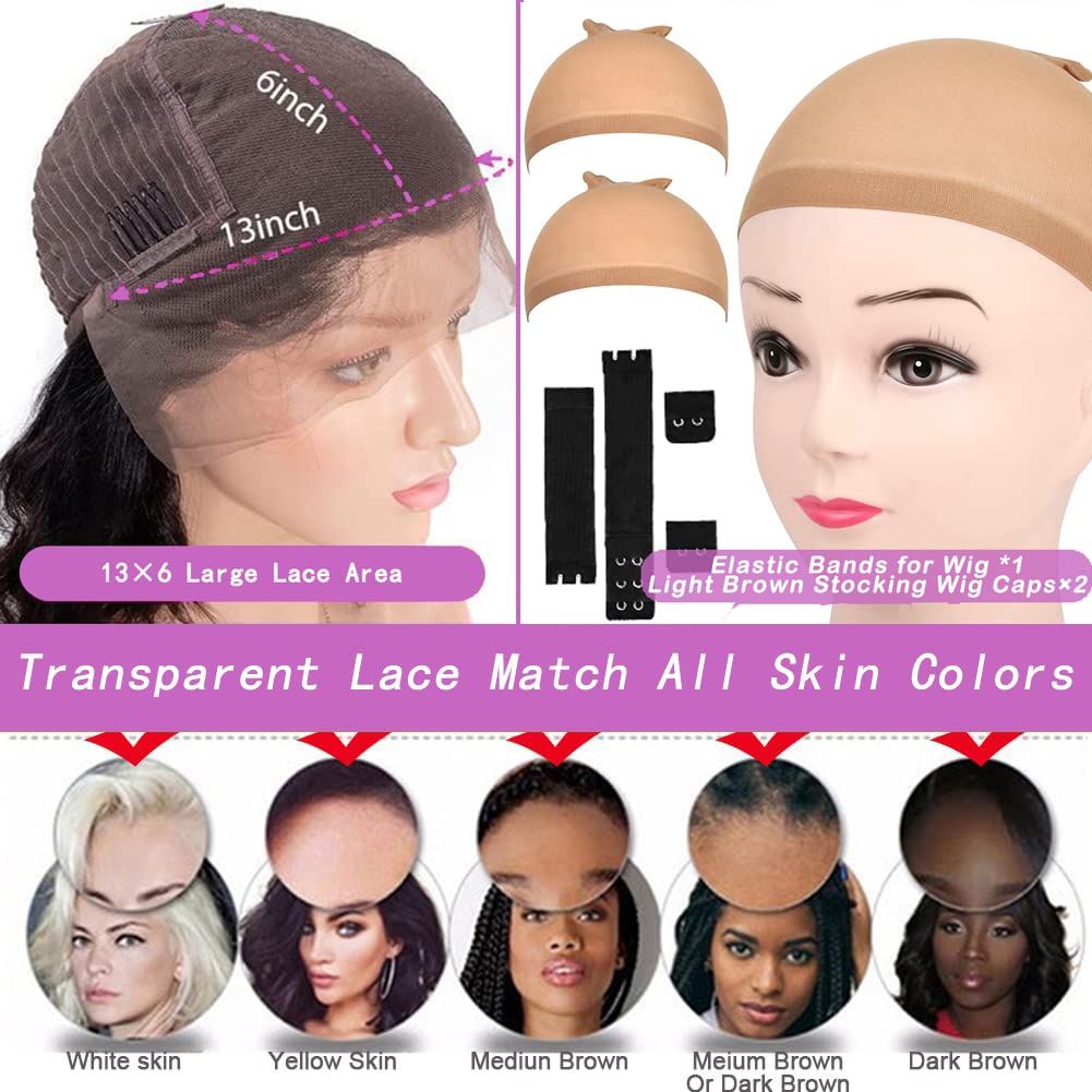 13x6 Lace Front Wigs Human Hair Pre Plucked with Baby Hair 180% Density Straight HD Transparent Lace Frontal Glueless Wigs for Black Women Human Hair Bleached Knots No Shedding Full And Thick 24 Inch