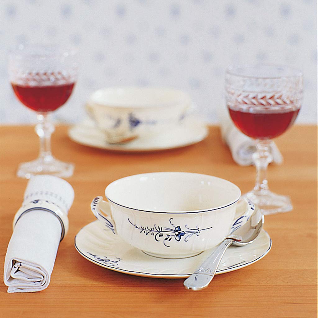 Villeroy & Boch Vieux Luxembourg Piattino per tazza da brodo, 19 cm, Porcellana Premium, Bianco/Blu