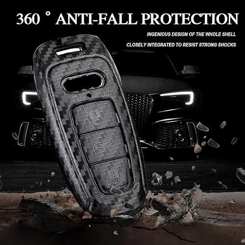 Miniatura 5 de ontto Funda para llave de automóvil con patrón de carbono para Audi 2018 en adelante, para A6L, A6, A7, A8, Q7, Q8, E-Tron, A3, S3, S6, SQ7, RS6,