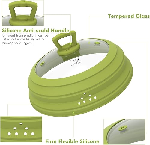 Miniatura 5 de Cubierta de vidrio ventilada para microondas, tapa protectora de salpicaduras con silicona plegable para alimentos como cubierta de placa de 10.5