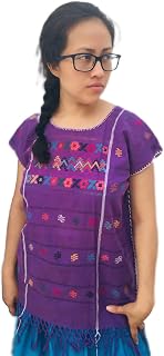 Amuzgos Huipil blouse ~ Embroidered Mexican purple blouse/blusa huipil bordada