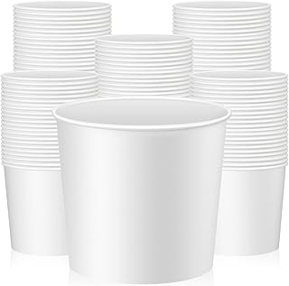 Hoolerry 100 Pcs 85 oz Paper Bucket Cardboard Food Bucket Bulk Disposable Food Storage for Party Wedding Baby Shower Birthday Party Supplies (White)