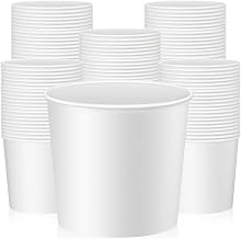 Hoolerry 100 Pcs 85 oz Paper Bucket Cardboard Food Bucket Bulk Disposable Food Storage for Party Wedding Baby Shower Birthday Party Supplies (White)