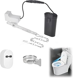 Automatic Toilet Flusher Kit for Side Front Angled Mount, Rechargeable Toilet Flusher Replacement Kit with Touchless Infrared Sensor, Universal Tank Fit for Seniors and Kids, No-Tool DIY Installation