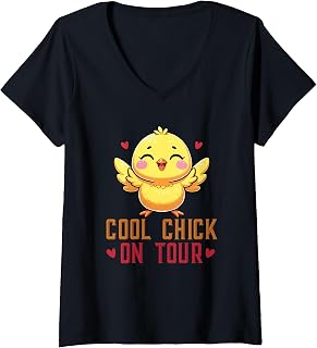 Womens Cool Chick Tour Chicks Farm Agriculture Chicks V-Neck T-Shirt