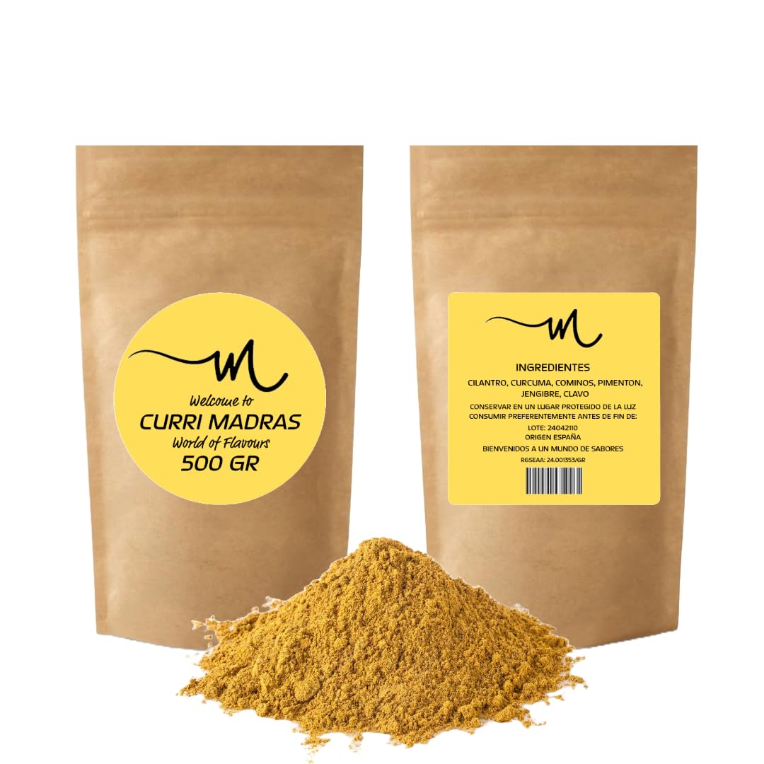 Curry Madras en Polvo Sin Gluten, Curry en Polvo, Curry Japonés, Mezcla de Especias para Cocinar, Especieros para Cocina, Curry Madras, Mezcla de Especies India - DnnG (250, Gramos)