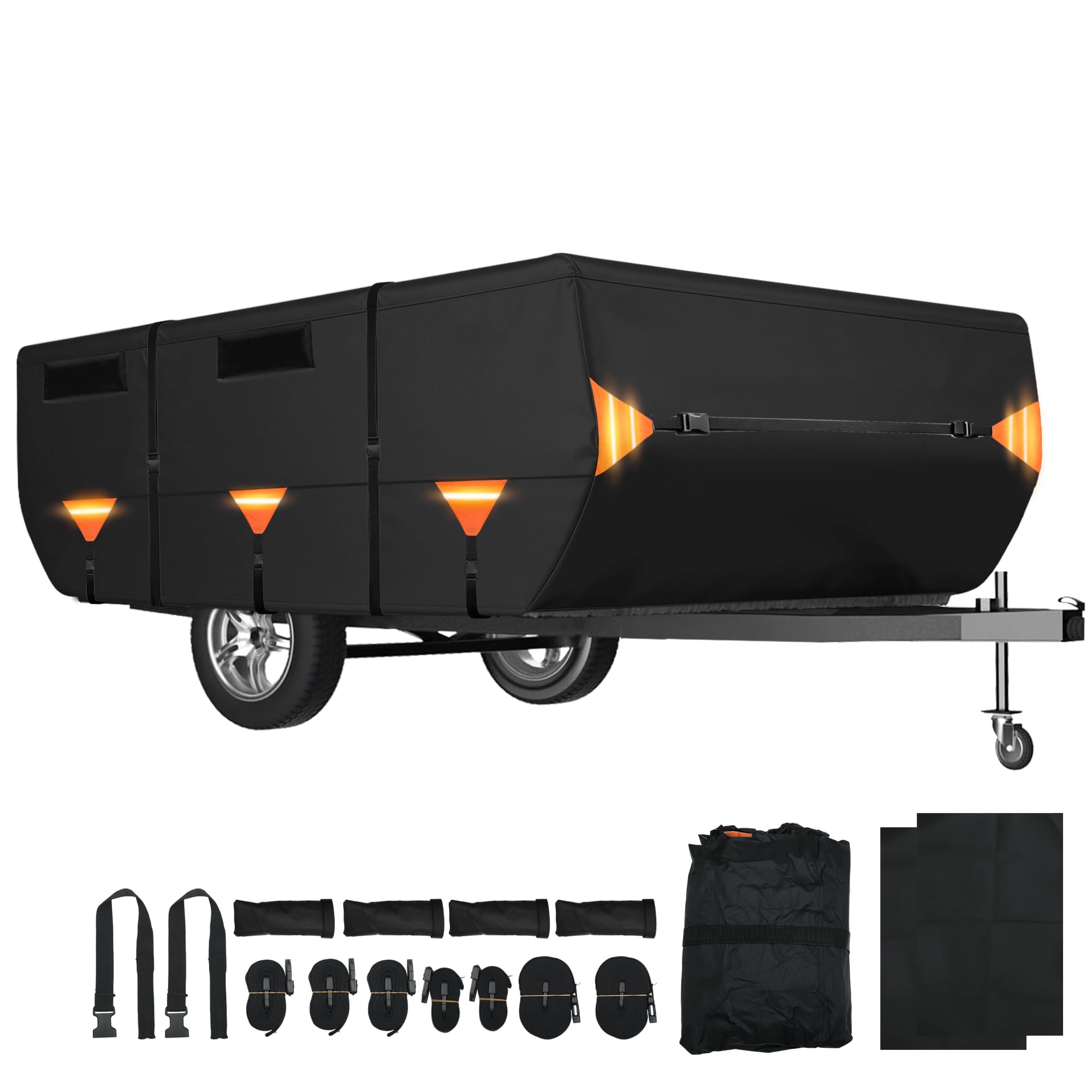 X AUTOHAUX Copertura pieghevole per camper, 3,7 m - 4,3 m, copertura pieghevole per roulotte, rimorchio, per l'inverno, resistente, rivestimento in poliuretano Oxford, impermeabile, anti-UV