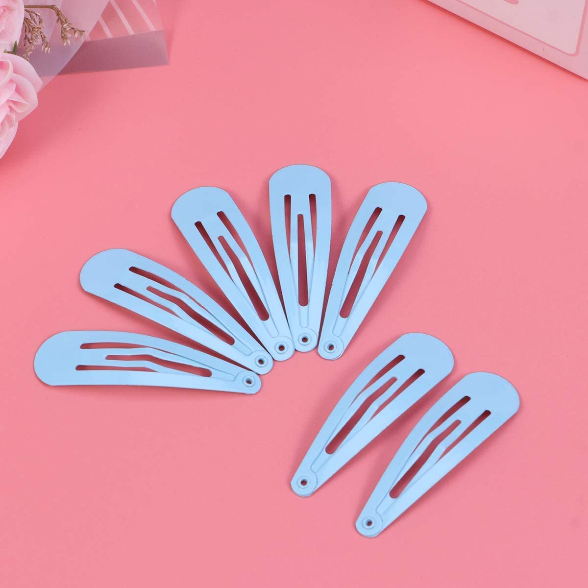 Fermagli for Capelli a Scatto, 50 Pezzi Fermagli for Capelli in Metallo Tinta Unita for Bambini (Blu Scuro) (Color : Light Blue)