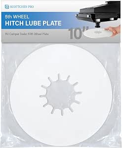 5th Wheel Hitch Lube Plate 10" White (1-Pack) - No Grease Mess Solution for RV Camper Trailer, Heavy Duty Polyethylene Kingpin Disc, Fits Standard 2-7/8" Pin, Easy Press-On Install