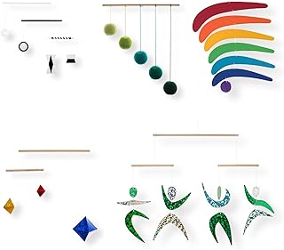 Set of 5 Montessori inspired mobiles - Black and white mobile, Gray Gobbi, Dancers, Octahedron, Rainbow. Montessori mobile. Baby mobile. Hanging mobile. Crib toy.