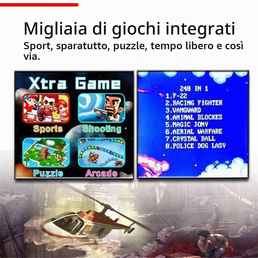 8-Bit 4,3 Pollici Mini Console di Gioco Arcade Classica Senza Fili, 2 Persone Che Giocano a Mano Macchina da Gioco Arcade per Bambini, Amici