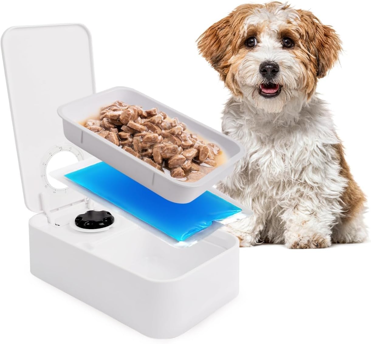 ALL FOR PAWS Automatic Cat Feeder Wet Food Dispenser – 1 Cup Compartment, 300ml Capacity Each, Includes Ice Pack, Dishwasher Safe Removable Trays (1 Meal)