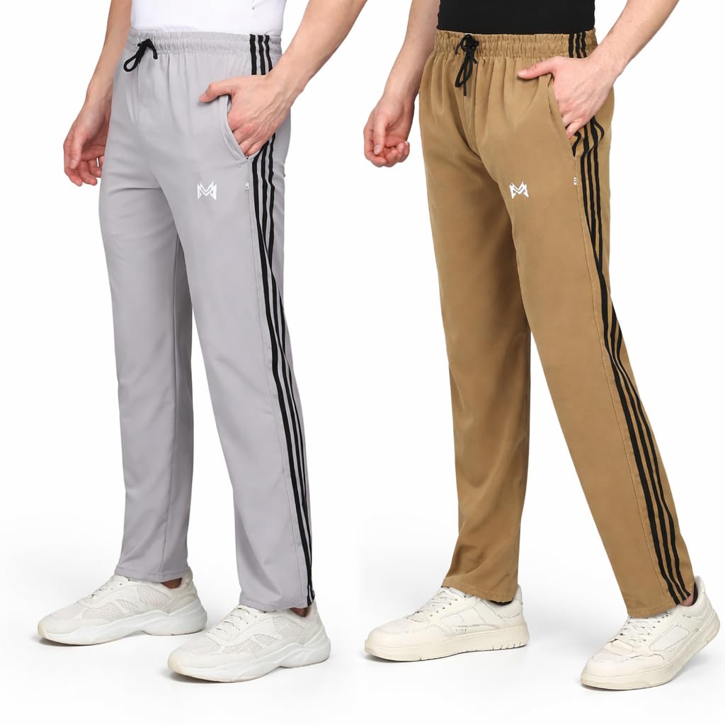 Mank-D Regular Slim Fit Polyester Blend Designer Track Pant for Boys, Men | Side Zipper Pocket & Lining Strip for Boys