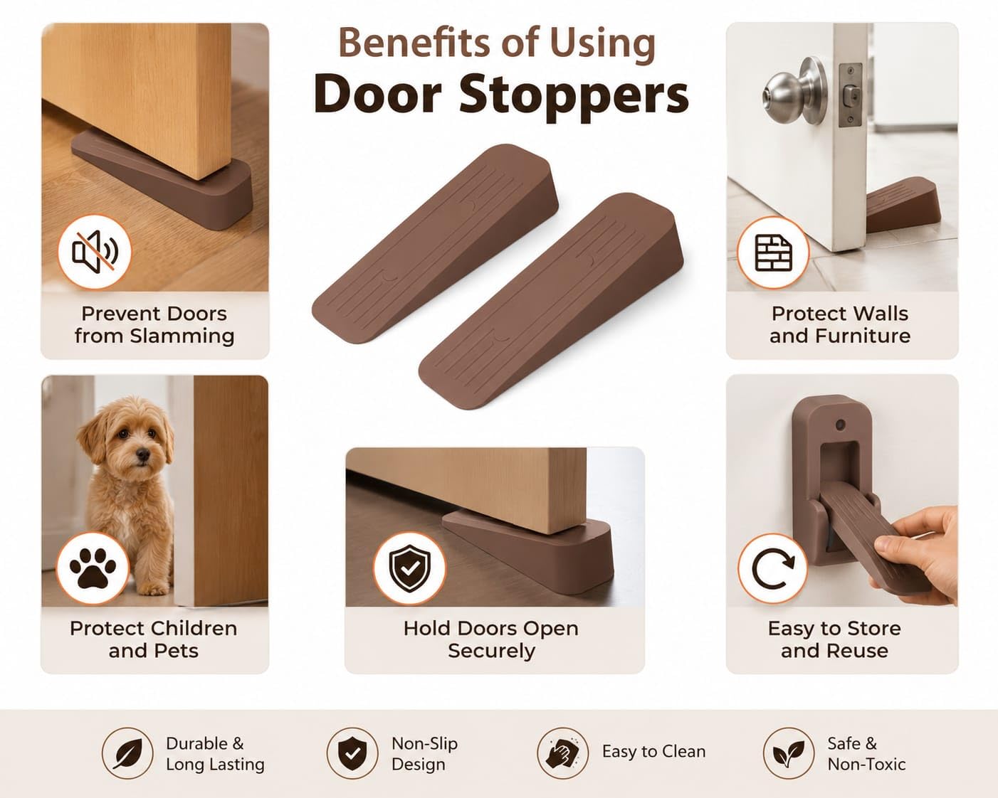 Heavy Duty Door Stoppers - Non Slip & Secure -3 Heavy Duty Door Stoppers - Non Slip & Secure -3