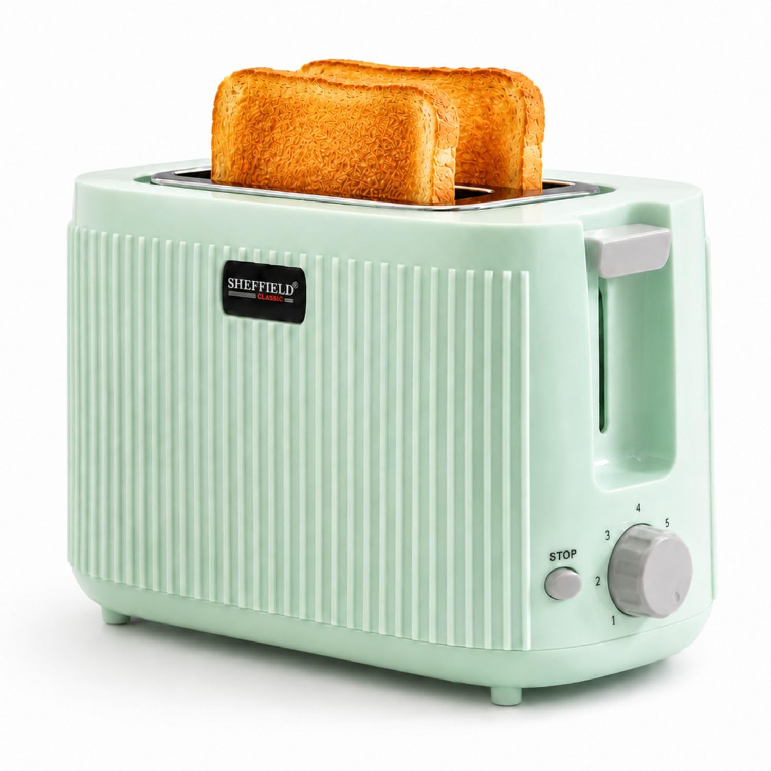 Sheffield Classic 2-Slice Pop-Up Toaster with Lid Cover | 7 Browning Levels, Mid-Cycle Cancel, Slide-Out Crumb Tray | 600W Electric Toaster | Green-picture-23