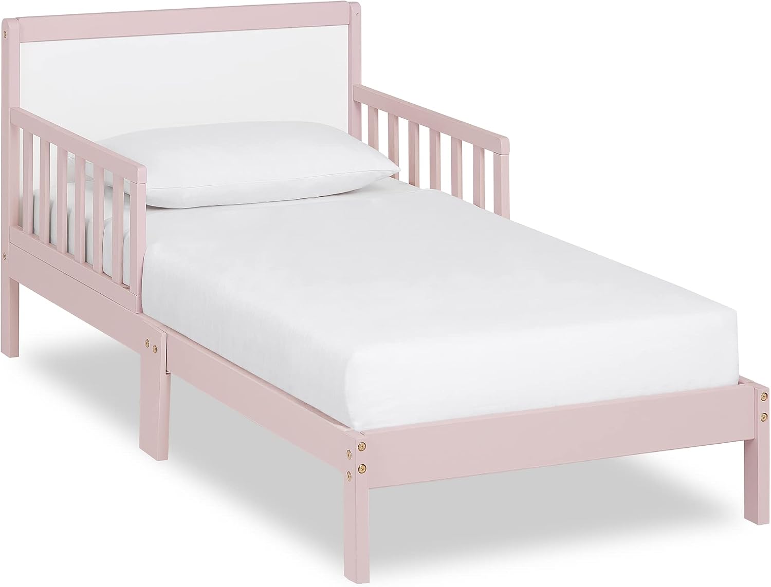 Dream On Me 648-WHT Brookside Toddler Bed, 53L x 29W x 28H, Blush Pink/White