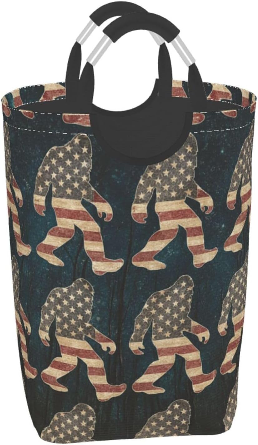 50l Laundry Basket Forest Sasquatch Pattern Waterproof Laundry Hamper Foldable Clothes Laundry Bag With Handles