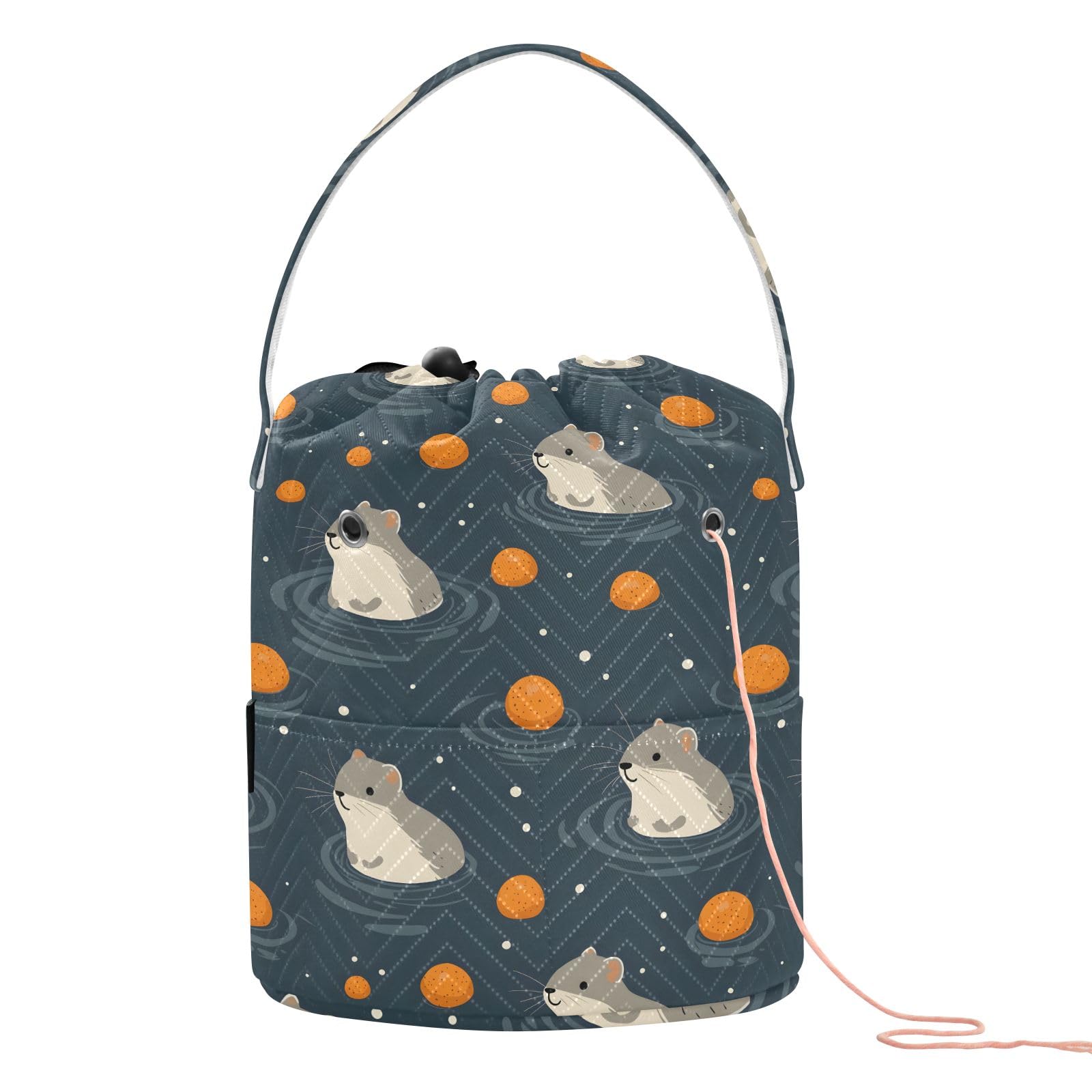 Yarn Storage Bag Small Crochet Bag Knitting Bag Organizer Hamsters Oranges Yarn Bags for Crocheting Basket