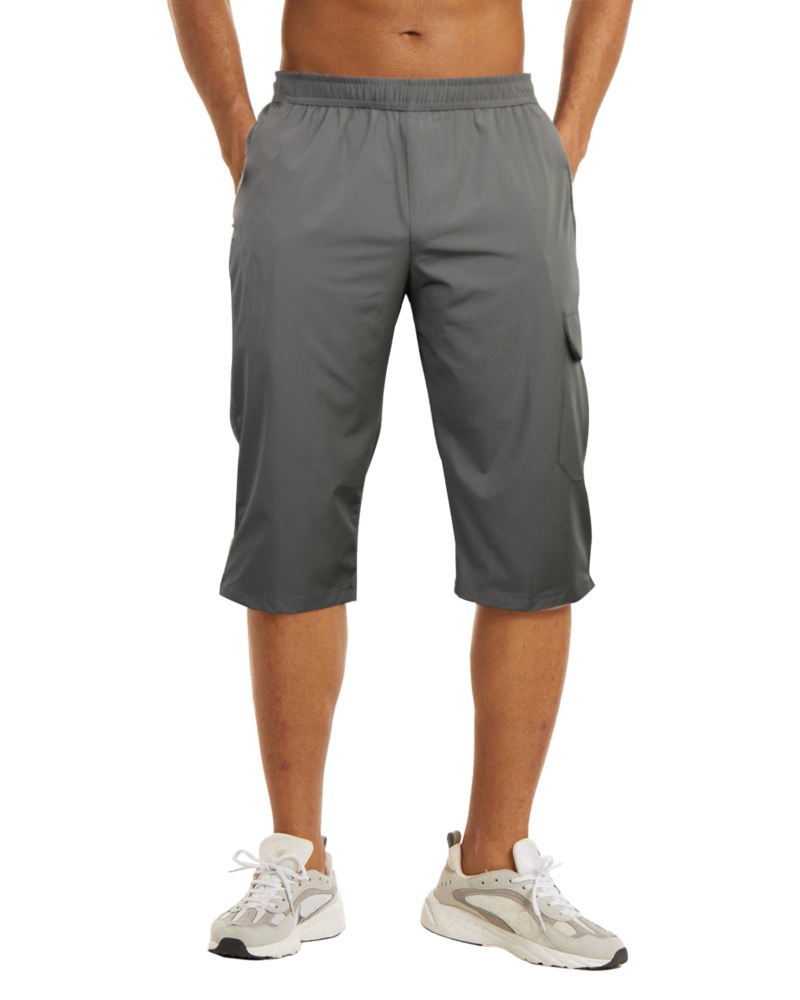 NANAMEEI Herren 3/4 Outdoorhose Schnelltrocknend Hiking Shorts Wanderhose Herren mit Reißverschlusstasche
