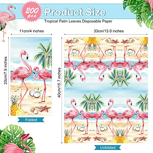 Lincia 200 Pcs Flamingo Guest Napkins Tropical Summer Flamingos Disposable Guest Towels Flamingos 3 Ply Paper Napkins Flamingo Paper Hand Towels For Hawaiian Luau Tropical Birthday Party Supplies #TOP1