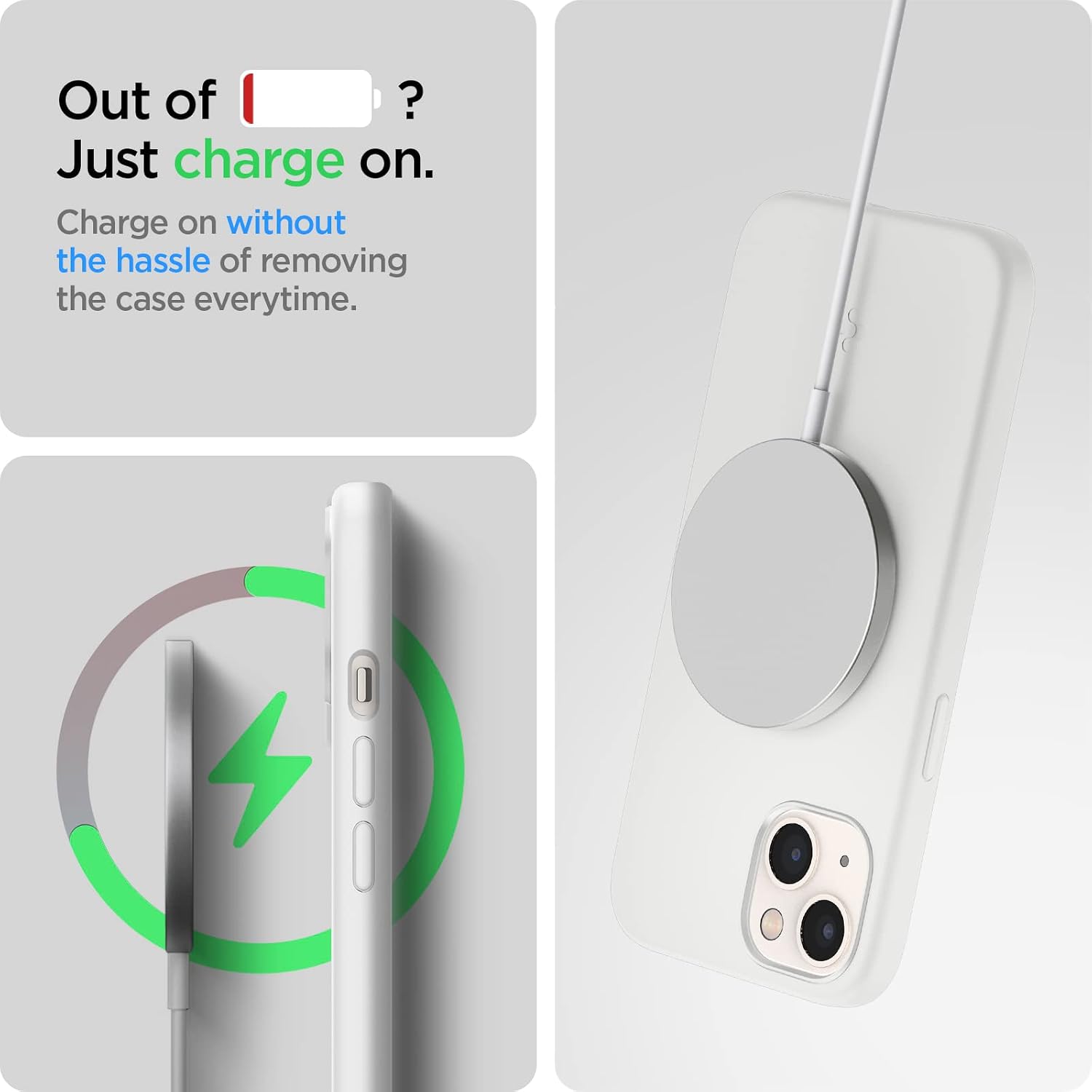 Spigen Silicone Fit Mag (MagFit) Compatible with MagSafe Designed for iPhone 13 Case (2020) - White