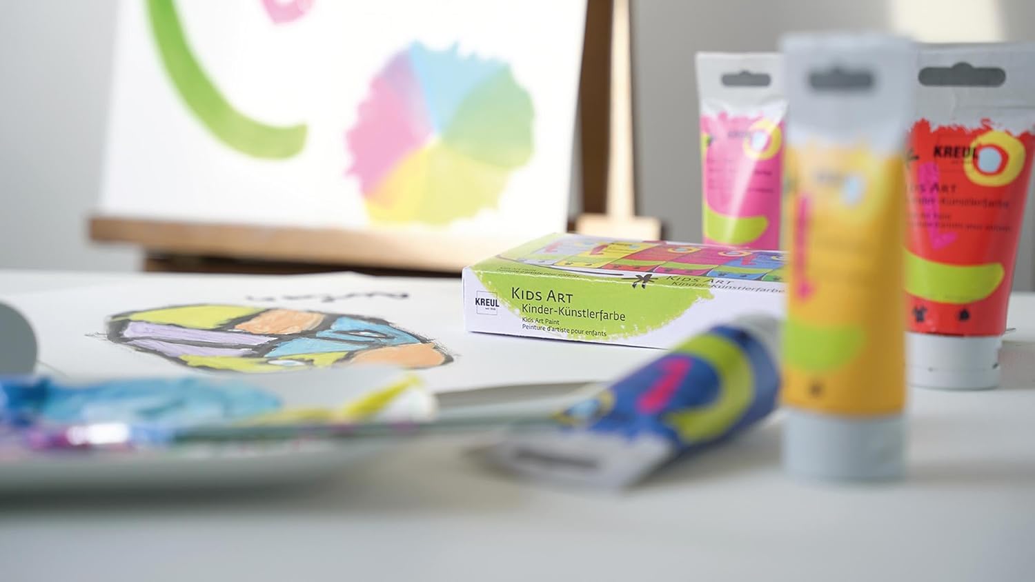 KREUL 43360 - Kids Art Paints, 8 Craft Paints in Tubes of 20 ml Each, Vegan, Dries Quickly, for Children from 6 Years