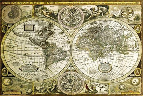 Classical World Map Poster 36 x 24in