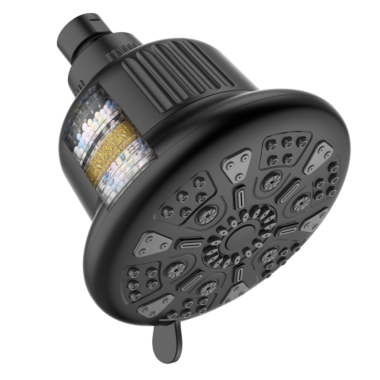 ALTON FLT40500, 5-INCH, 7-Function, 15-Stage Shower Filter For Hard Water | Water Softener for bathroom | Shower Head Hard Water Filter | Black