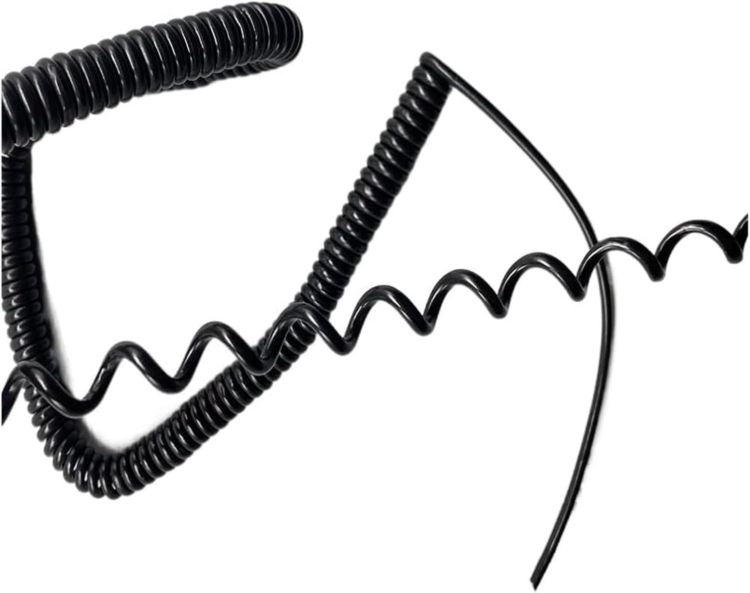 Retractable Spring Coiled Extension Cord ， 24AWG 7 Core Cable 0.2mm Square Pure Copper Black Retractable Power(Stretch 3.75 Meters)