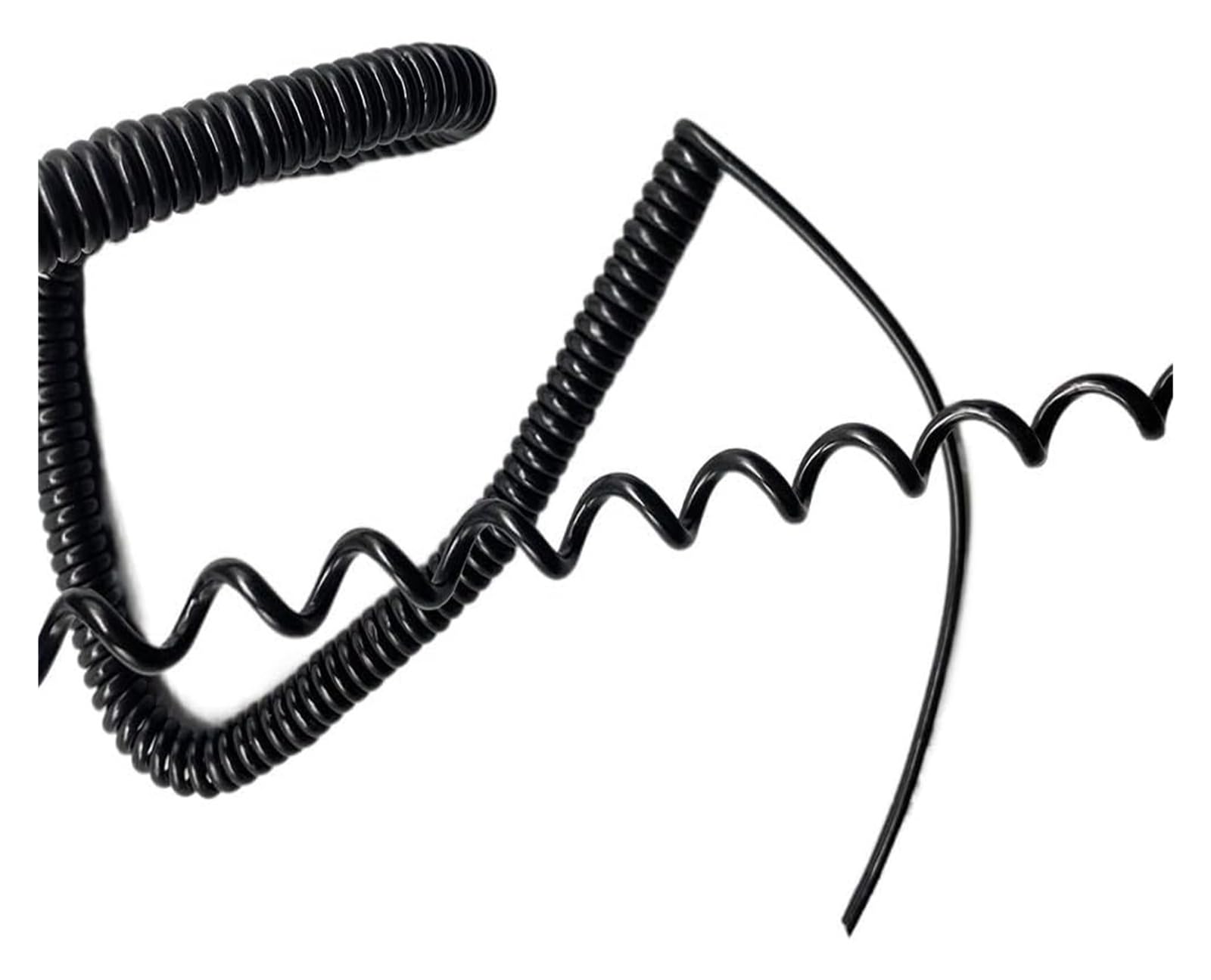 Kabel telefoniczny Przewód zasilający spiralny, elastyczny, sprężynowy, 24AWG, 7-żyłowy, kwadratowy, 0,2 mm, z czystej miedzi, czarny, zwijany(Stretch 1.25 Meters)