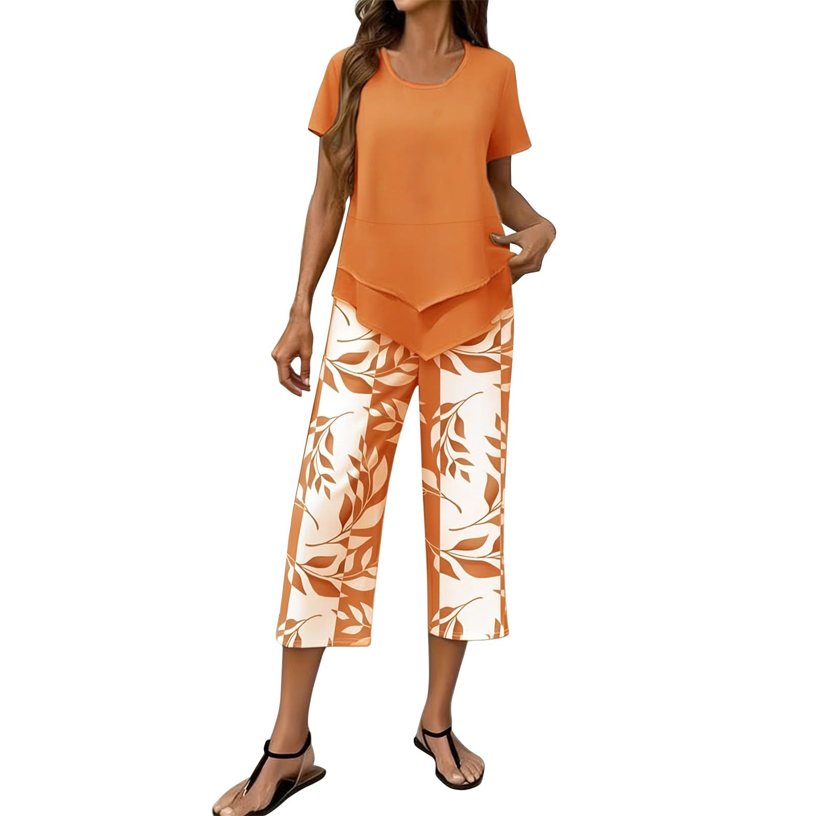 Ensemble Femme Chic Et Elegant Deux Pièces Grande Taille Chemise Manches Courtes Et Imprimé Floral Pantalon Large Fluide éTé Tenue DéContracté Léger De Plage Jogging Outfit Set Loungewear