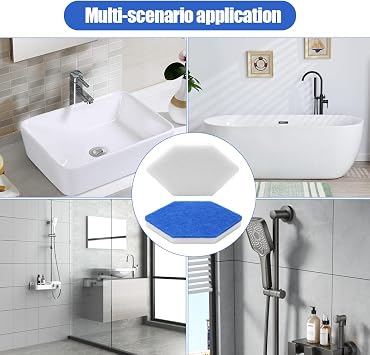 RANJIMA 6 Pack Bath and Tub Mop Refills Replacement Hexagonal Shape Replacement Sponge Compatible with Vileda Bath Magic Bath Multi-Surface Sponge for Bathrooms Bathtubs Floor (Blue and White)