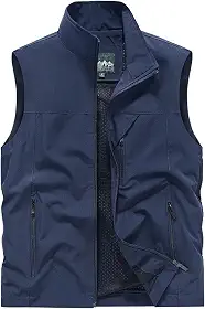 Colete masculino de verão para trabalho, safári, pesca, casual, leve, para uso ao ar livre, para viagem, colete cargo