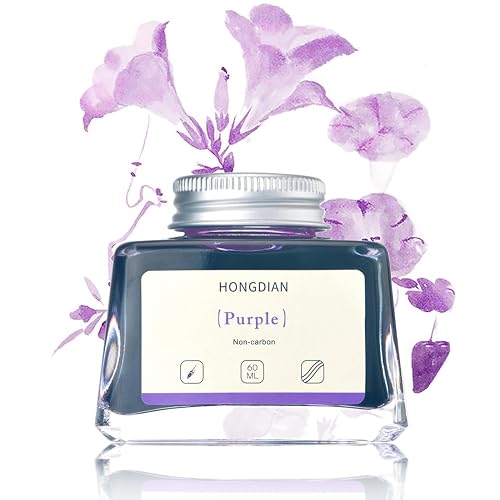 Hongdian Fountain Pen Bottled Ink Purple Color, 60ml Non Carbon Inkwell Bottle, Artist Calligraphy Ink - Purple