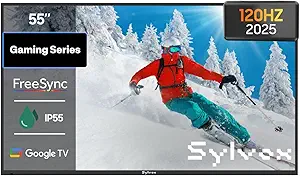 SYLVOX 55'' Outdoor TV, 4K@120Hz Weatherproof Smart TV with Dolby Atmos and HDMI 2.1